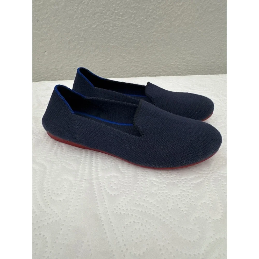Rothy's The Loafer Size K2 Navy Blue Red Sole Kids Slip On Comfort Shoes